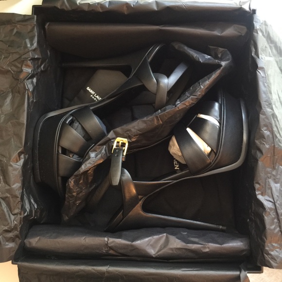 SOLD YSL Saint Laurent Tribute Black Heels 38 - Picture 3 of 8